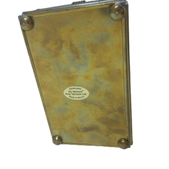 Vintage Via Vermont Etched Glass Trinket Box Girl In Meadow By A Piepperbott - Picture 4 of 8